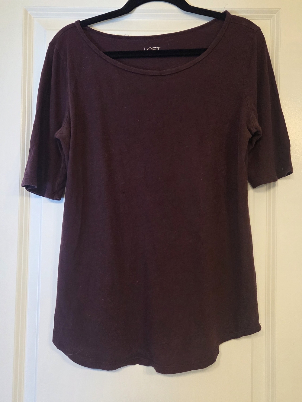 LOFT Short Sleeve Scoop Neck Top — Plum